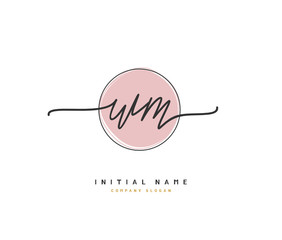 W M WM Beauty vector initial logo, handwriting logo of initial signature, wedding, fashion, jewerly, boutique, floral and botanical with creative template for any company or business.