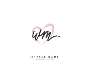 W M WM Beauty vector initial logo, handwriting logo of initial signature, wedding, fashion, jewerly, boutique, floral and botanical with creative template for any company or business.