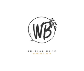 W B WB Beauty vector initial logo, handwriting logo of initial signature, wedding, fashion, jewerly, boutique, floral and botanical with creative template for any company or business.