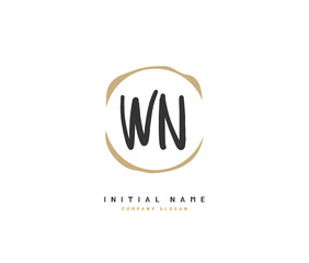 W N WN Beauty vector initial logo, handwriting logo of initial signature, wedding, fashion, jewerly, boutique, floral and botanical with creative template for any company or business.