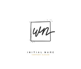 W N WN Beauty vector initial logo, handwriting logo of initial signature, wedding, fashion, jewerly, boutique, floral and botanical with creative template for any company or business.