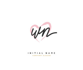 W N WN Beauty vector initial logo, handwriting logo of initial signature, wedding, fashion, jewerly, boutique, floral and botanical with creative template for any company or business.