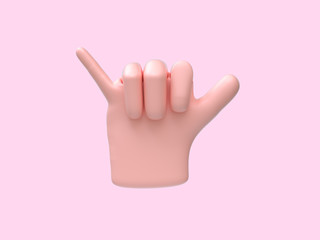 cartoon hand abstract sing/symbol pink background 3d rendering