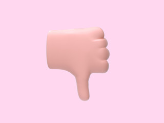 cartoon hand abstract sing/symbol pink background 3d rendering