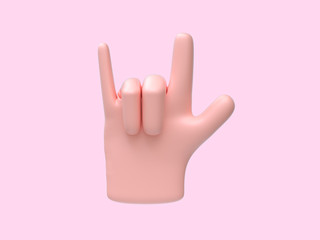 cartoon hand abstract sing/symbol pink background 3d rendering
