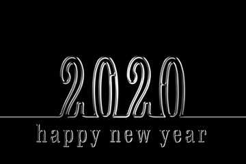 Illustration of silver 2020. Happy new year character. 3d. 銀色の2020のイラスト 新年おめでとうの文字 3d	