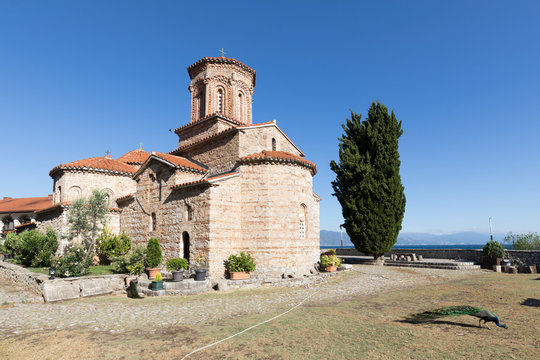 Macedonian landmark, the Holy historic church Sveti Naum on the coast of lake Ohrid