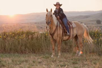 Cowgirl On Palomino