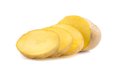 sliced potato an isolated on white background