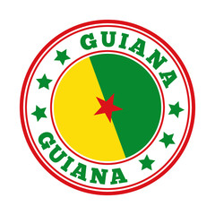 Guiana country logo with flag in a vector illustration style.