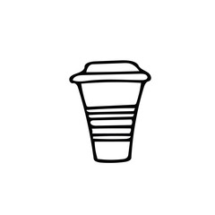 cup of coffee to go hand drawn with scandinavian style. hot drink.