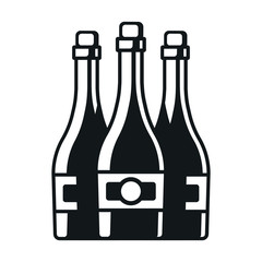 Few bottles of champagne. Vector icon