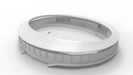 3d rendering of a stadium isolated in white background