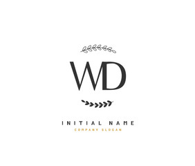 W D WD Beauty vector initial logo, handwriting logo of initial signature, wedding, fashion, jewerly, boutique, floral and botanical with creative template for any company or business.