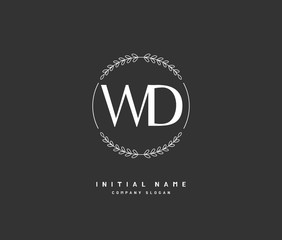 W D WD Beauty vector initial logo, handwriting logo of initial signature, wedding, fashion, jewerly, boutique, floral and botanical with creative template for any company or business.
