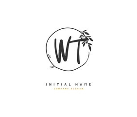 W T WT Beauty vector initial logo, handwriting logo of initial signature, wedding, fashion, jewerly, boutique, floral and botanical with creative template for any company or business.