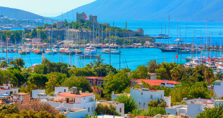 Saint Peter Castle (Bodrum castle) and marina in Bodrum, Turkey