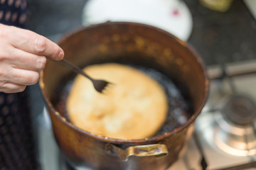 Traditional mongolian food of Baursak.