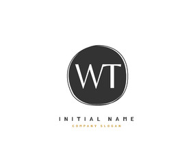 W T WT Beauty vector initial logo, handwriting logo of initial signature, wedding, fashion, jewerly, boutique, floral and botanical with creative template for any company or business.