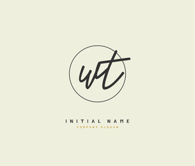 W T WT Beauty vector initial logo, handwriting logo of initial signature, wedding, fashion, jewerly, boutique, floral and botanical with creative template for any company or business.