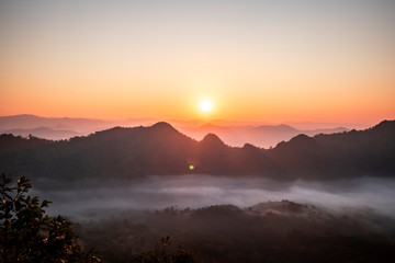  beautiful Morning mist and the sunrise