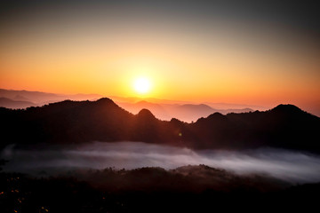  beautiful Morning mist and the sunrise