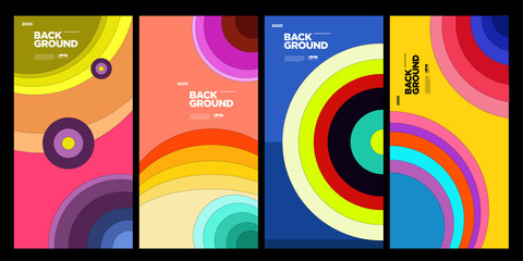 2020 Cover and Poster Design Template for Magazine. Trendy Abstract Colorful Geometric and Curve Vector Illustration Collage with Typography for Cover, book, social media story, and Page Layout.