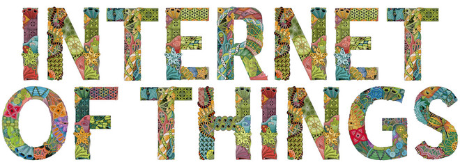Words INTERNET OF THINGS. Vector decorative zentangle object for coloring