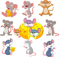 Obraz premium Cartoon funny mouse collection set