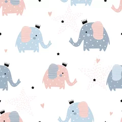 Foto op Plexiglas Olifant Leuk patroon met olifanten.