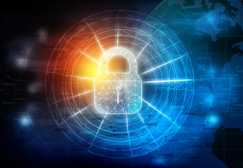 Background image of Internet security. Closed Padlock in Digital tech background. Safety concept. Digital illustration.