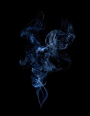 Photo of real white smoke on black background