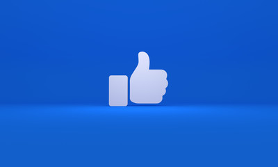 Facebook like 3D icon isolated on blue background. Social media concept background. - obrazy, fototapety, plakaty