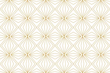 Behang Patroon geometrische lijn abstracte gouden luxe kleur naadloos op witte achtergrond. © Nucharin