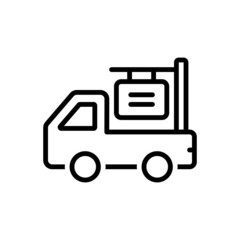 Black line icon for van advertising