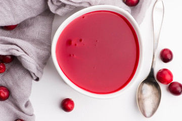 Bowl of Jelly with Cranberry on a white background