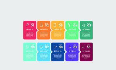 10 step infographic element. Business concept with 4 options and number, steps or processes. data visualization. Vector illustration.