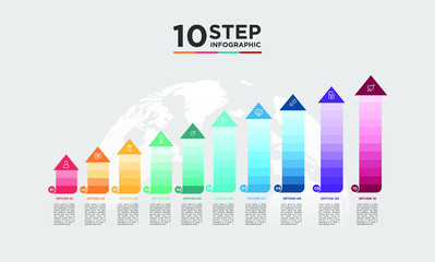 Obraz premium 10 step arrow infographic element. Business concept with 4 options and number, steps or processes. data visualization. Vector illustration.
