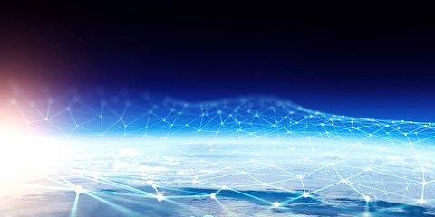 Global connection and networking. 3d rendering