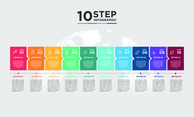 10 step infographic element. Business concept with 4 options and number, steps or processes. data visualization. Vector illustration.