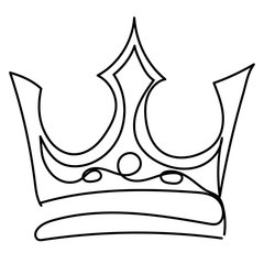 isolated, crown, single line drawing continuous