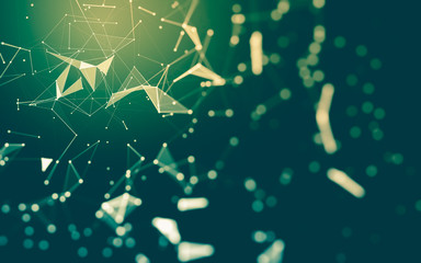 Abstract background. Molecules technology with polygonal shapes, connecting dots and lines. Connection structure. Big data visualization.