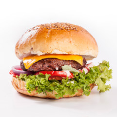 classic cheese hamburger with souce and juice