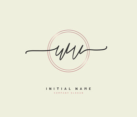 W V WV Beauty vector initial logo, handwriting logo of initial signature, wedding, fashion, jewerly, boutique, floral and botanical with creative template for any company or business.