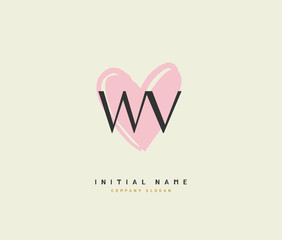 W V WV Beauty vector initial logo, handwriting logo of initial signature, wedding, fashion, jewerly, boutique, floral and botanical with creative template for any company or business.