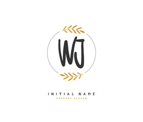 W J WJ Beauty vector initial logo, handwriting logo of initial signature, wedding, fashion, jewerly, boutique, floral and botanical with creative template for any company or business.