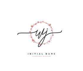 W J WJ Beauty vector initial logo, handwriting logo of initial signature, wedding, fashion, jewerly, boutique, floral and botanical with creative template for any company or business.