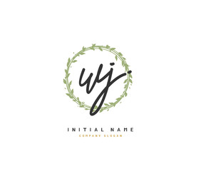 W J WJ Beauty vector initial logo, handwriting logo of initial signature, wedding, fashion, jewerly, boutique, floral and botanical with creative template for any company or business.