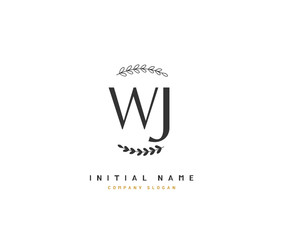 W J WJ Beauty vector initial logo, handwriting logo of initial signature, wedding, fashion, jewerly, boutique, floral and botanical with creative template for any company or business.