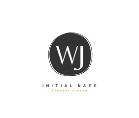 W J WJ Beauty vector initial logo, handwriting logo of initial signature, wedding, fashion, jewerly, boutique, floral and botanical with creative template for any company or business.